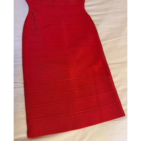 Herve Leger Red Body-Con Vintage Dress Size XS New With Tags - Picture 4 of 11